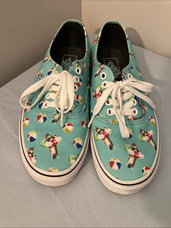 Vans Shoes - Vans Teal Cat & Beach Ball Canvas Sneakers BNWOT